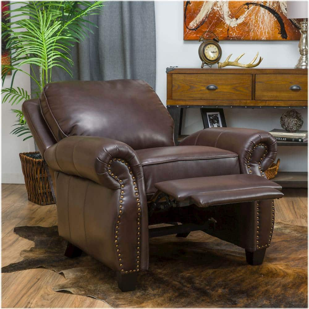 Best Buy Noble House Lahaina Faux Leather Recliner Brown 296611