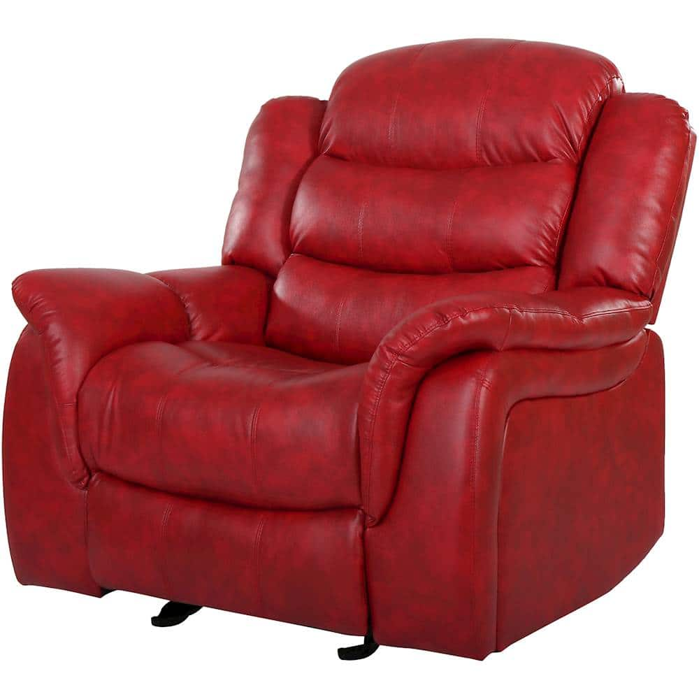 Left View: Noble House - Emmet Glider Recliner - Ox Blood Red