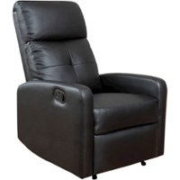 Noble House - Savannah Faux Leather Recliner - Black - Angle_Zoom