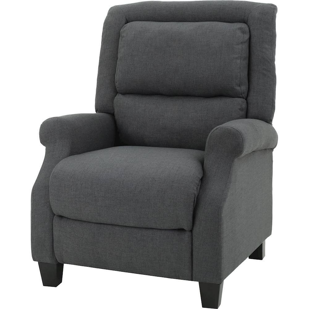 Left View: Noble House - Ayden Fabric Recliner - Dark Gray