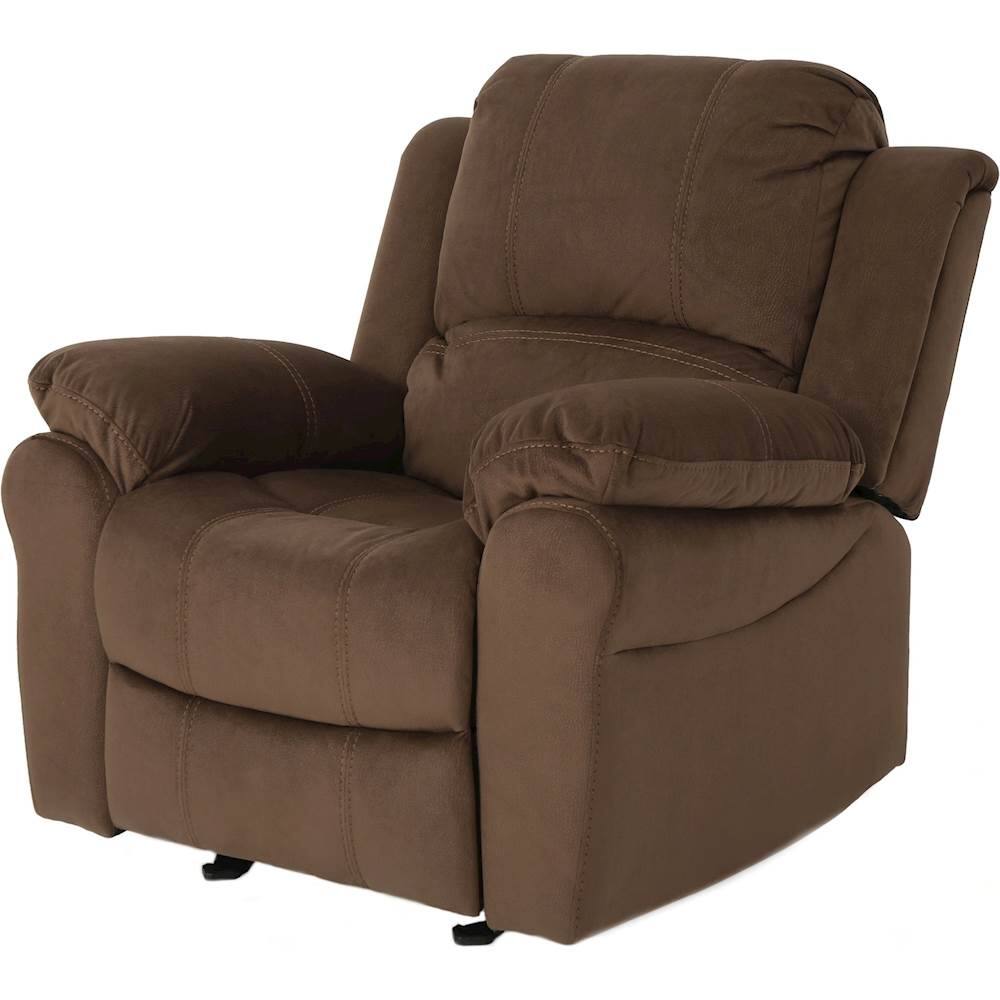 Left View: Noble House - Stevensville Microfiber Gliding Recliner - Chocolate