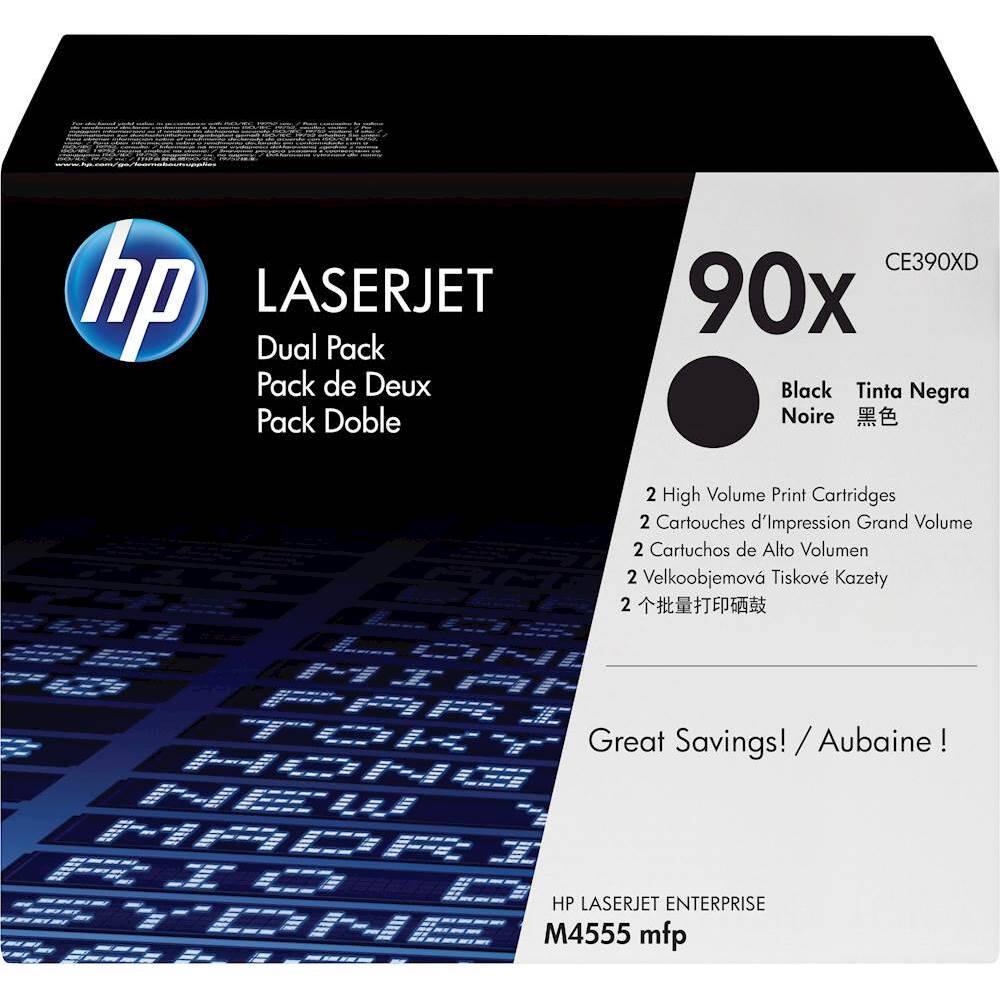 Front. HP - 90X XL 2-Pack High-Yield - Black Toner Cartridge - Black.