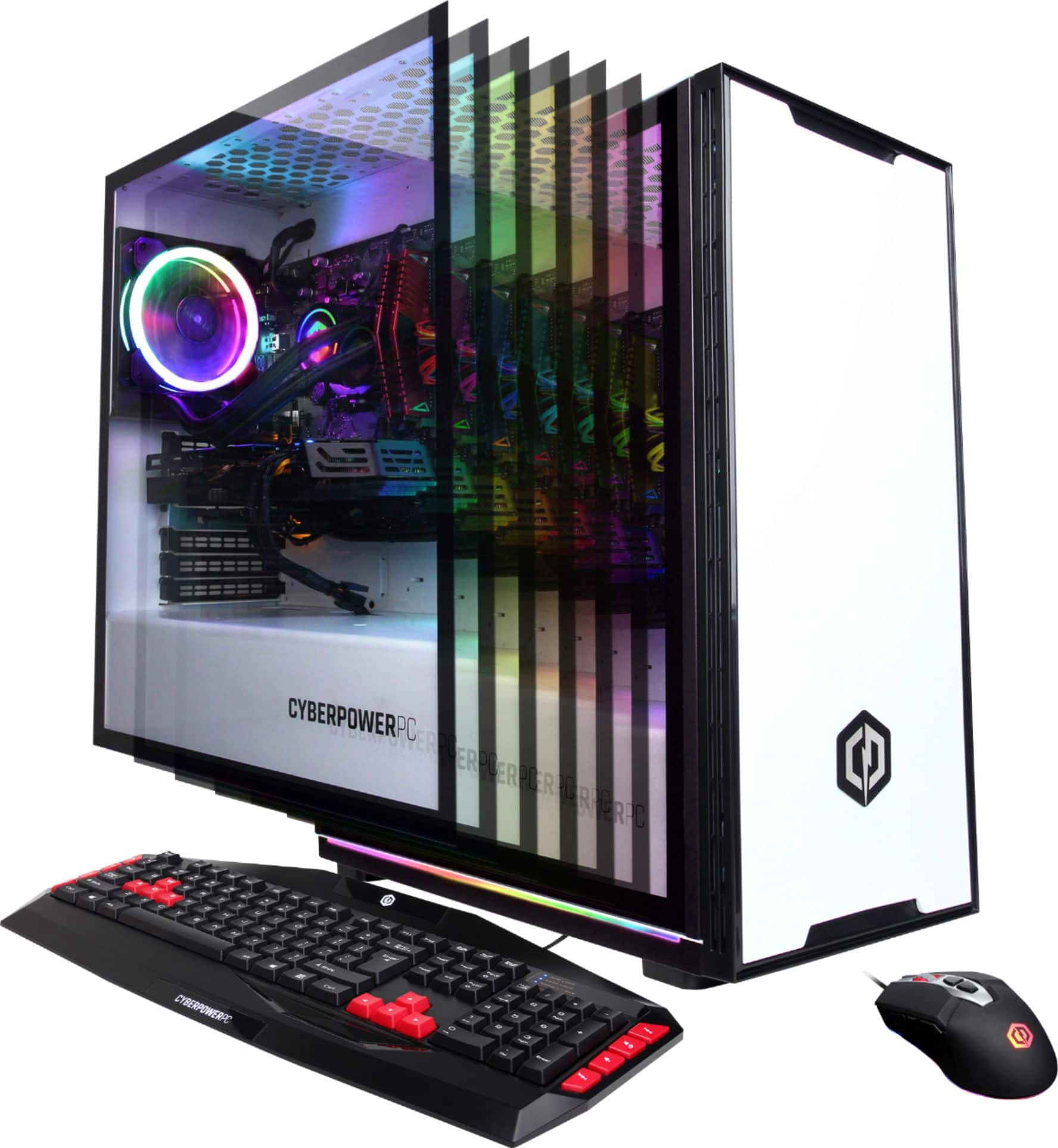 Front. CyberPowerPC - Gamer Supreme Liquid Cool Gaming Desktop - AMD Ryzen 7 2700X - 16GB Memory - AMD Radeon RX 590 8GB - 2TB HDD + 240GB SSD - White.