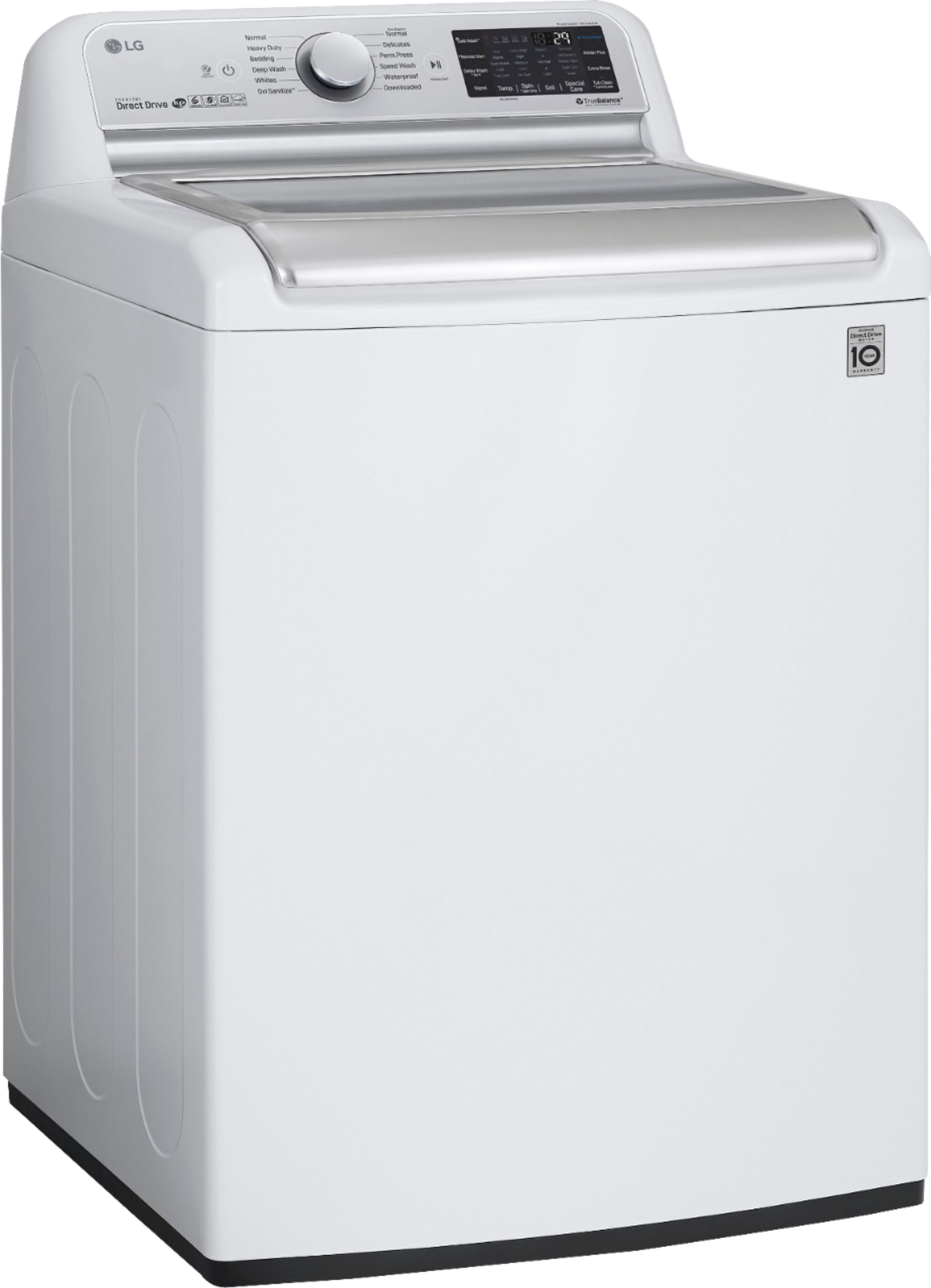 Angle View: LG - 5.5 Cu. Ft. High-Efficiency Smart Top Load Washer with TurboWash3D Technology - White