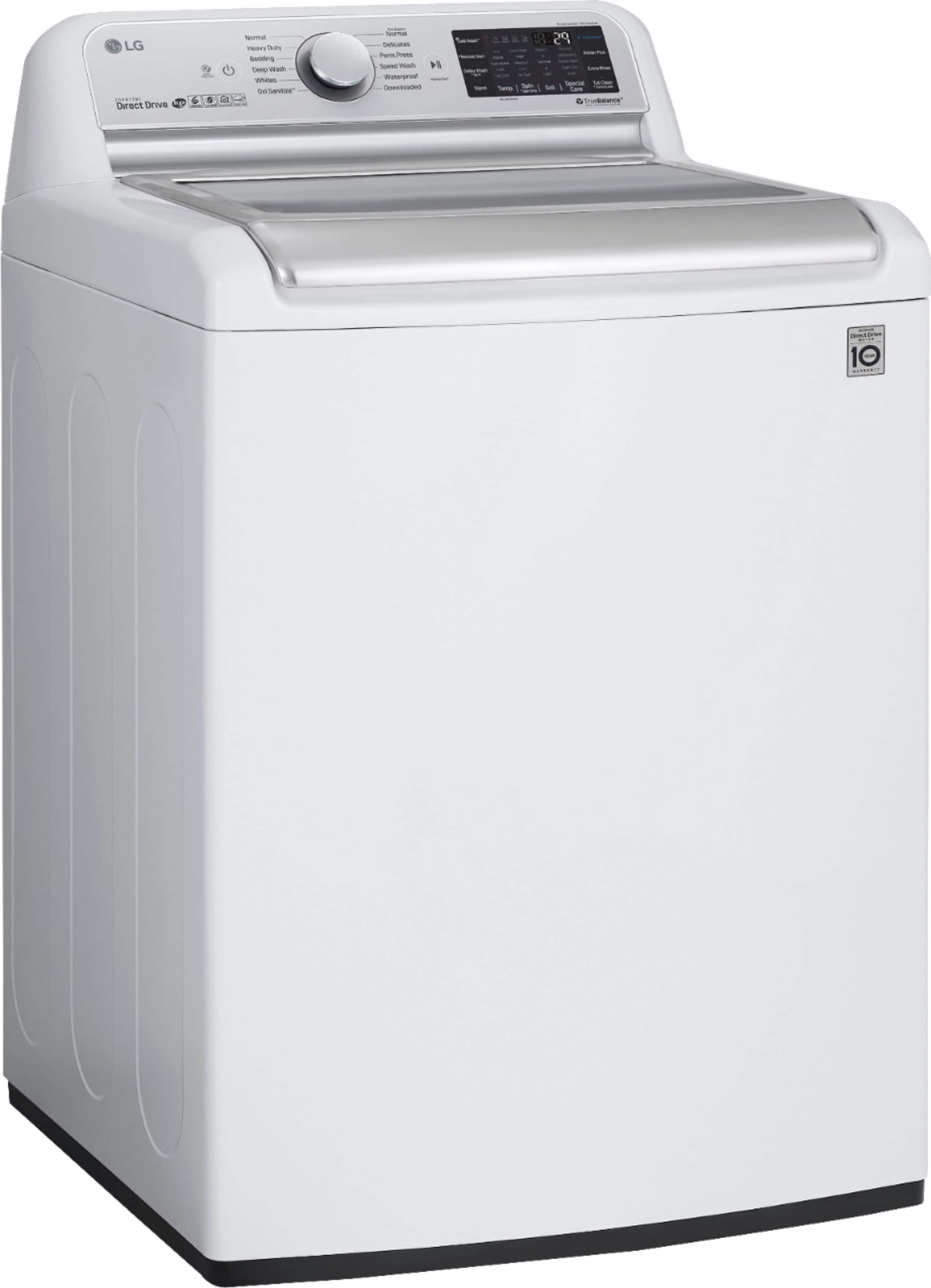 Angle. LG - 5.5 Cu. Ft. High-Efficiency Smart Top Load Washer with TurboWash3D Technology - White.