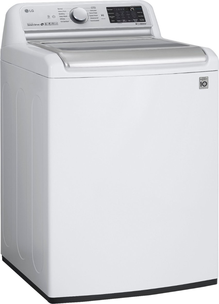Zoom in on Angle Zoom. LG - 5.5 Cu. Ft. High-Efficiency Smart Top Load Washer with TurboWash3D Technology - White.