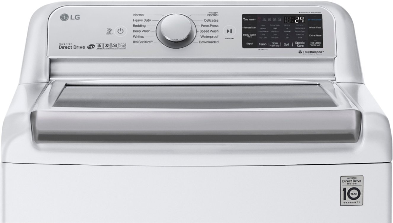 Zoom in on Alt View Zoom 1. LG - 5.5 Cu. Ft. High-Efficiency Smart Top Load Washer with TurboWash3D Technology - White.