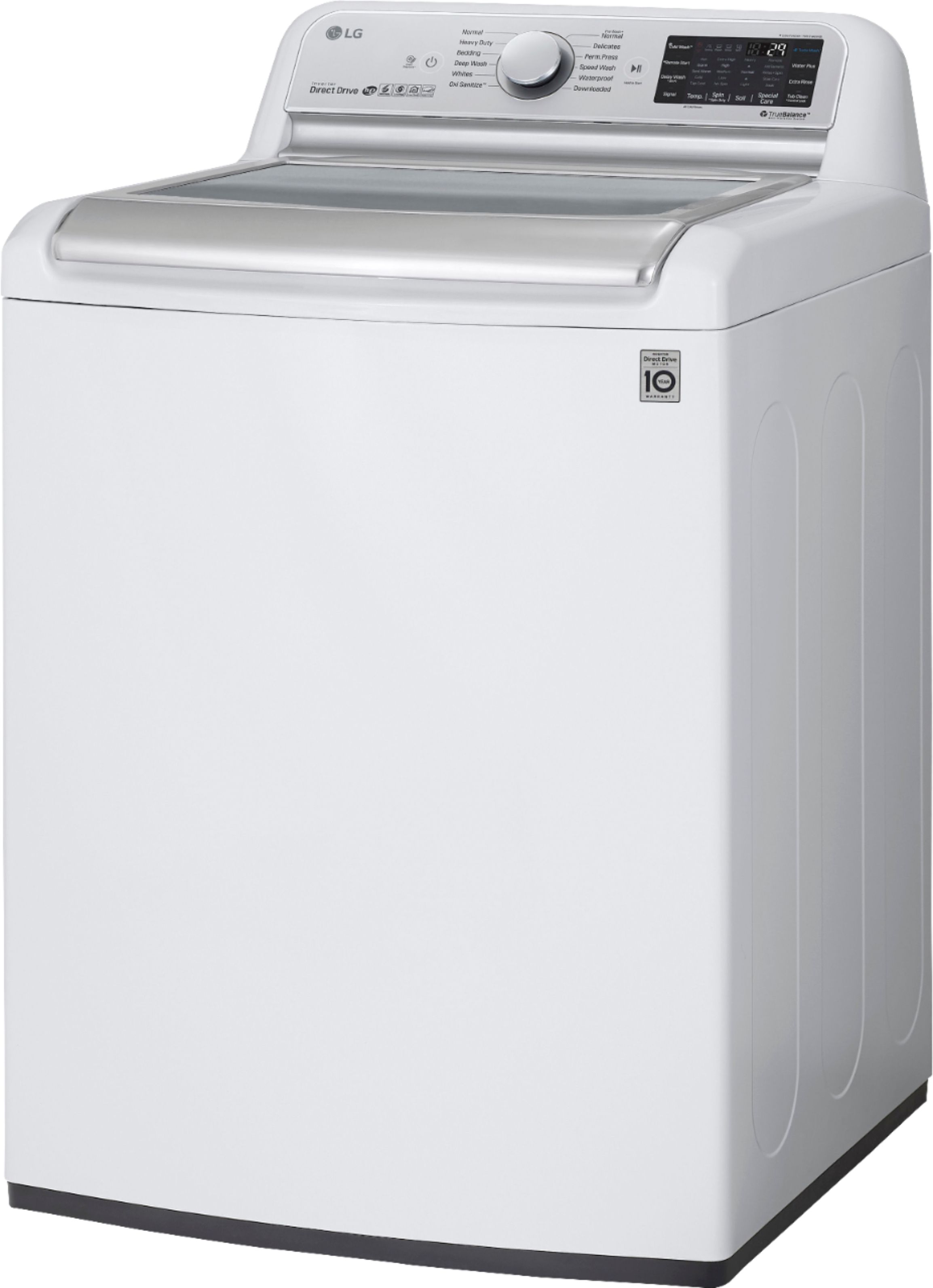 Left View: LG - 5.5 Cu. Ft. High-Efficiency Smart Top Load Washer with TurboWash3D Technology - White