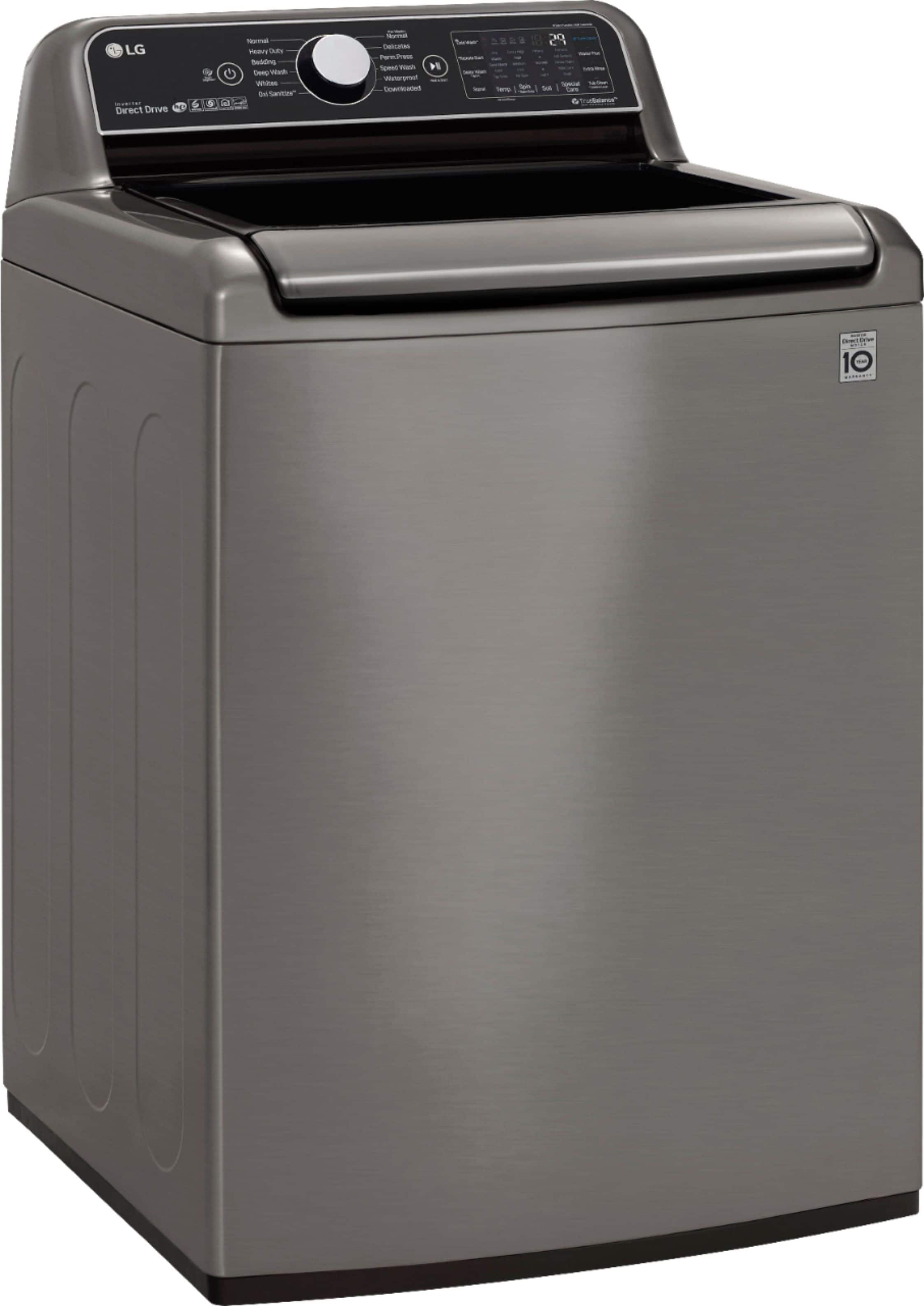 Angle. LG - 5.5 Cu. Ft. High-Efficiency Smart Top Load Washer with TurboWash3D Technology - Graphite Steel.