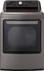 LG - 7.3 Cu. Ft. 14-Cycle Electric Dryer with Steam - Graphite Steel - Front_Standard