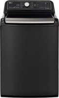 LG - 5.5 Cu. Ft. High-Efficiency Smart Top-Load Washer with Steam and TurboWash3D Technology - Black steel - Front_Zoom