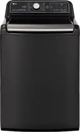 Front. LG - 5.5 Cu. Ft. High-Efficiency Smart Top Load Washer with Steam and TurboWash3D Technology - Black Steel.