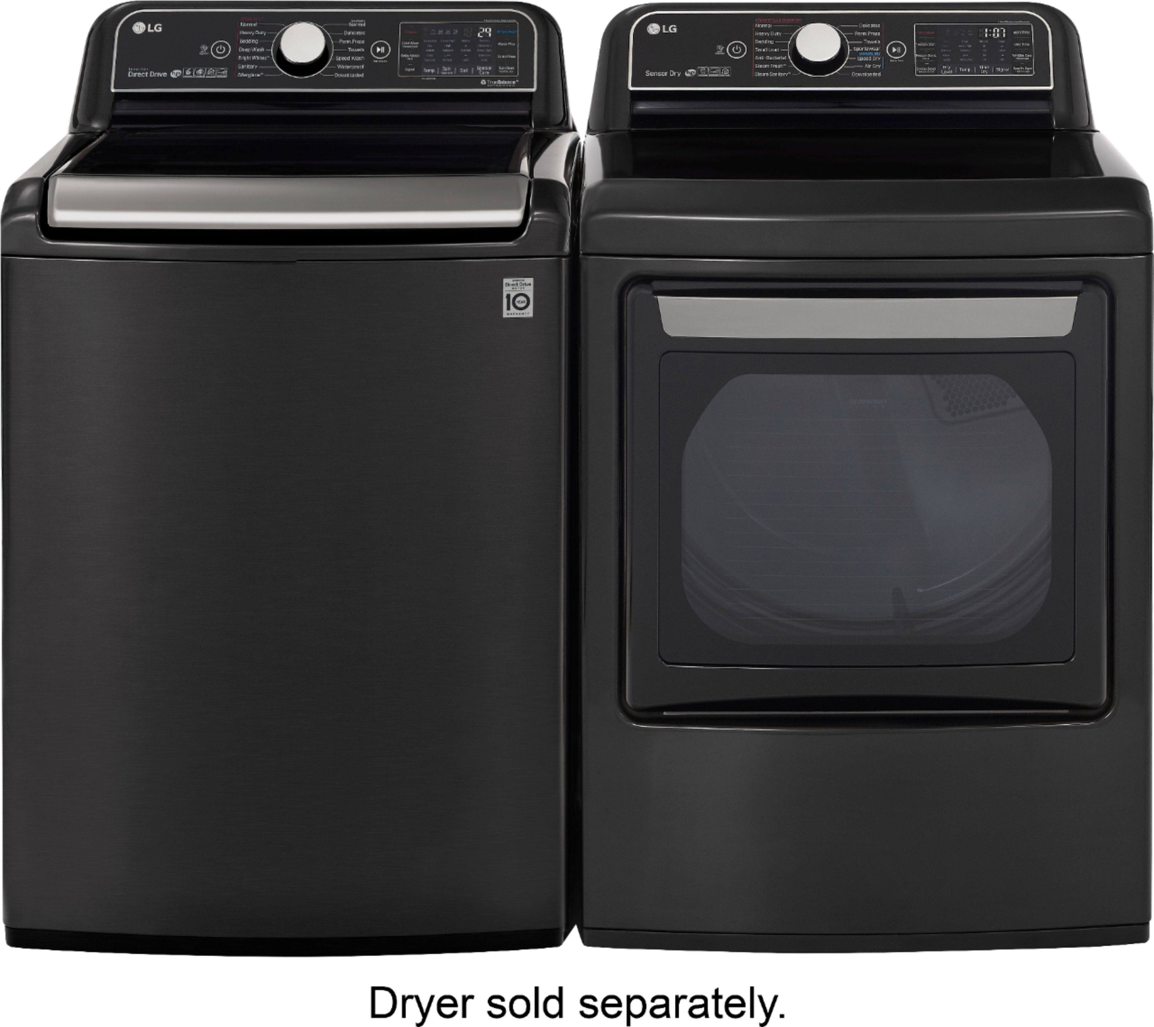 Alt View 16. LG - 5.5 Cu. Ft. High-Efficiency Smart Top Load Washer with Steam and TurboWash3D Technology - Black Steel.