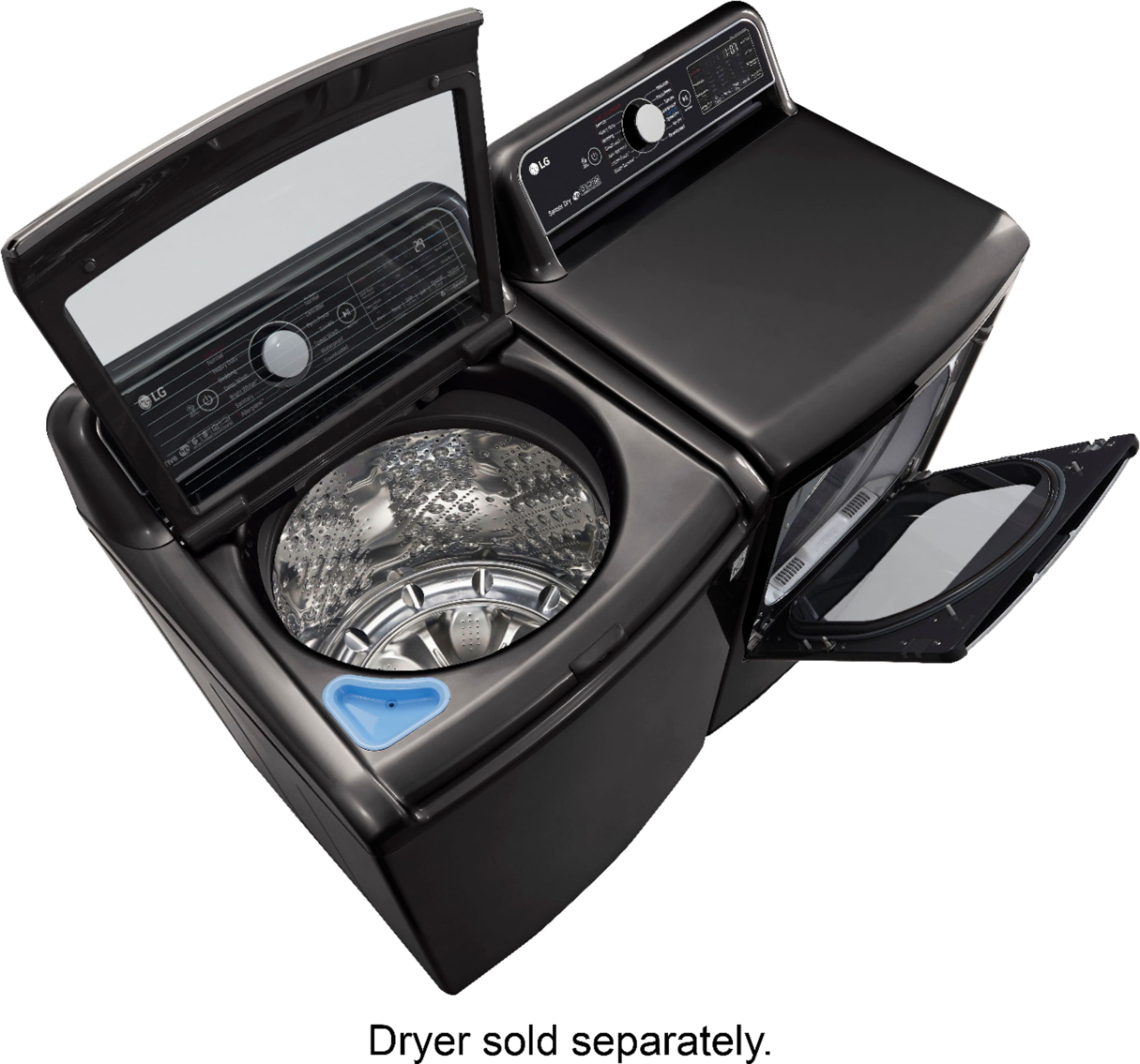 Alt View 17. LG - 5.5 Cu. Ft. High-Efficiency Smart Top Load Washer with Steam and TurboWash3D Technology - Black Steel.