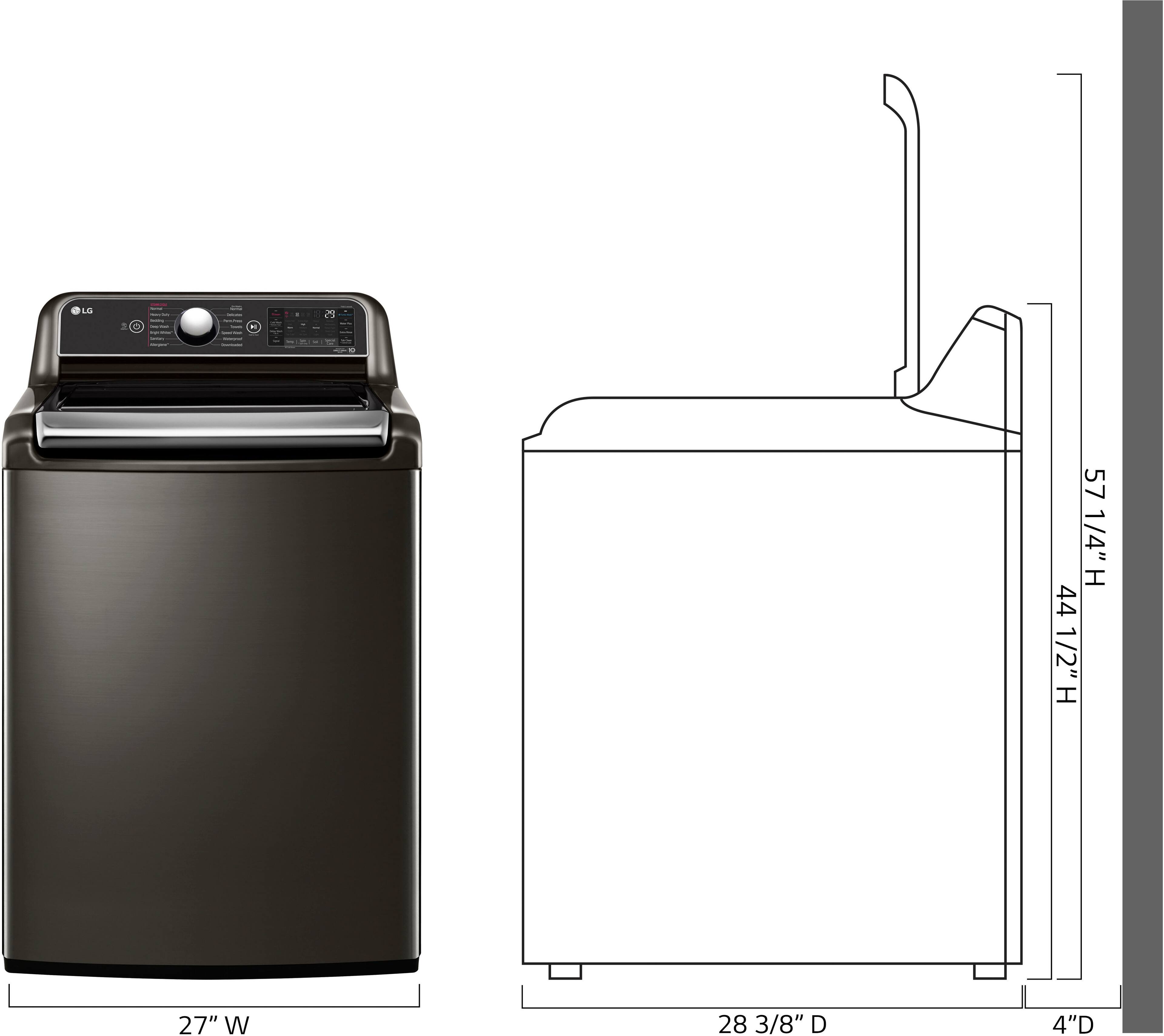 Left. LG - 5.5 Cu. Ft. High-Efficiency Smart Top Load Washer with Steam and TurboWash3D Technology - Black Steel.