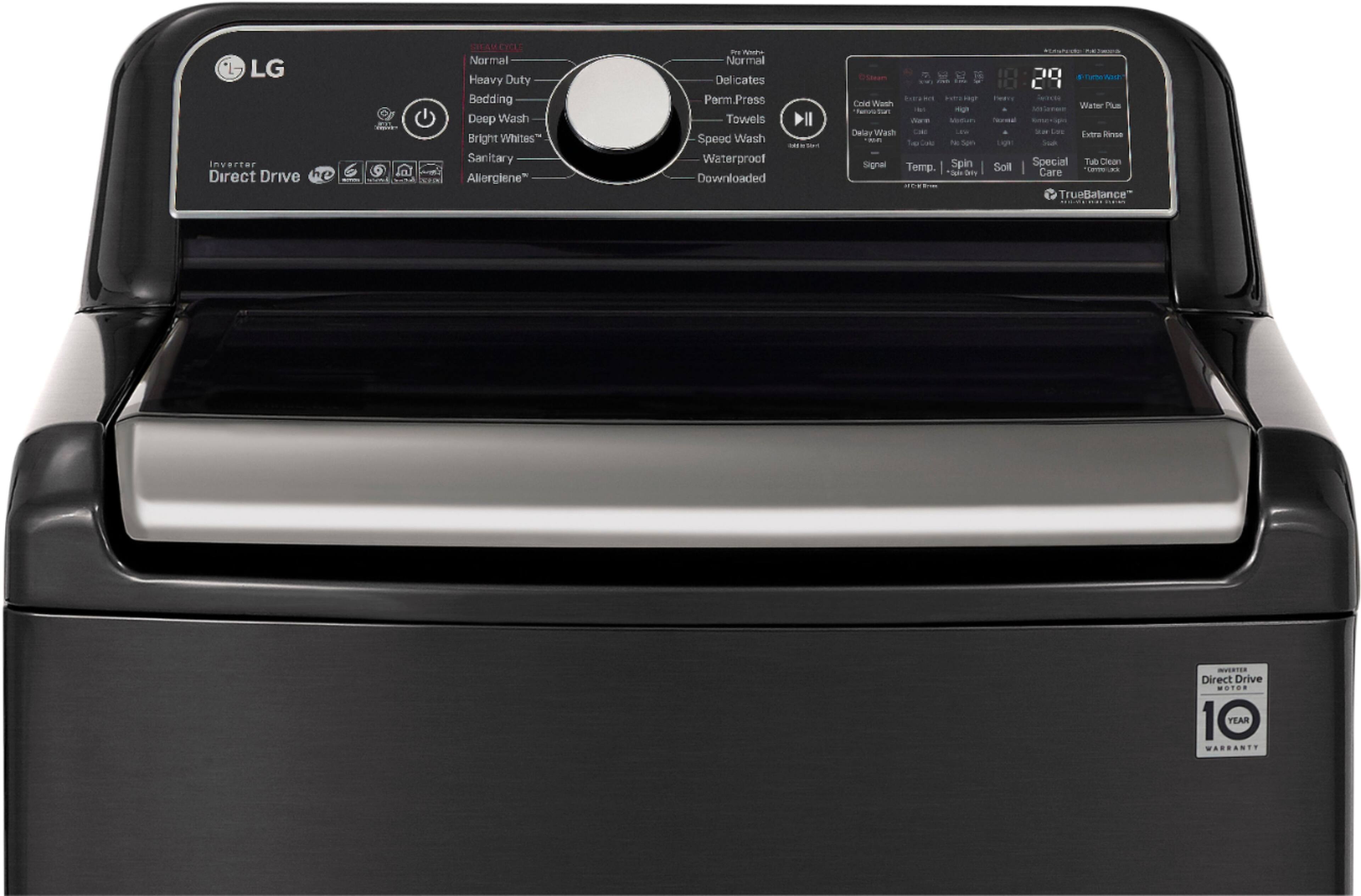 Alt View 14. LG - 5.5 Cu. Ft. High-Efficiency Smart Top Load Washer with Steam and TurboWash3D Technology - Black Steel.