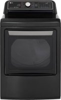 LG - 7.3 Cu. Ft. Smart Electric Dryer with Steam and Sensor Dry - Black steel - Front_Zoom