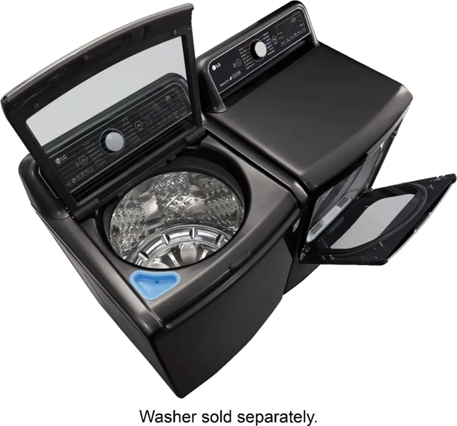 Alt View 13. LG - 7.3 Cu. Ft. Smart Electric Dryer with Steam and Sensor Dry - Black Steel.