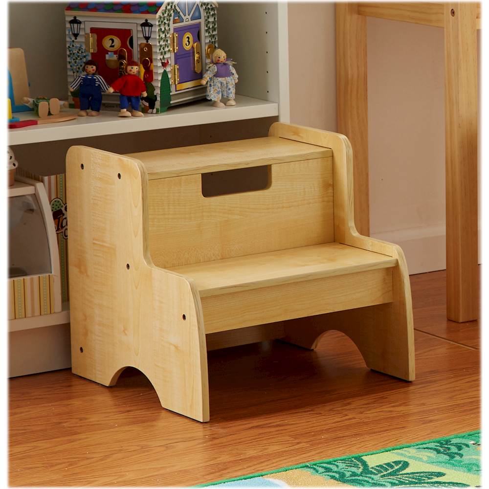 Angle View: Melissa & Doug - Wooden Two-Step Stool - Natural Wood