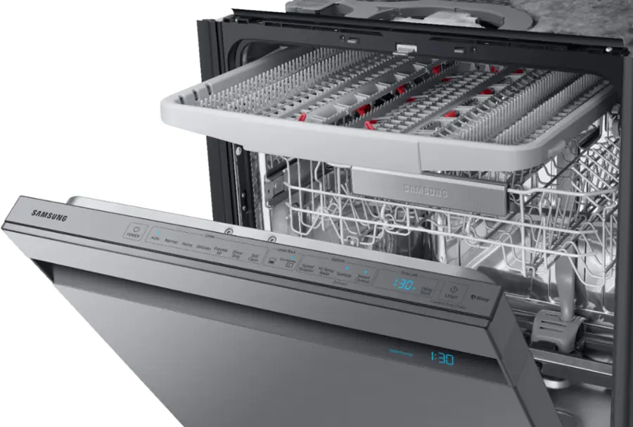 Alt View 1. Samsung - AutoRelease Dry Smart Built-In Stainless Steel Tub Dishwasher with 3rd Rack, Linear Wash, 39dBA - Stainless steel.