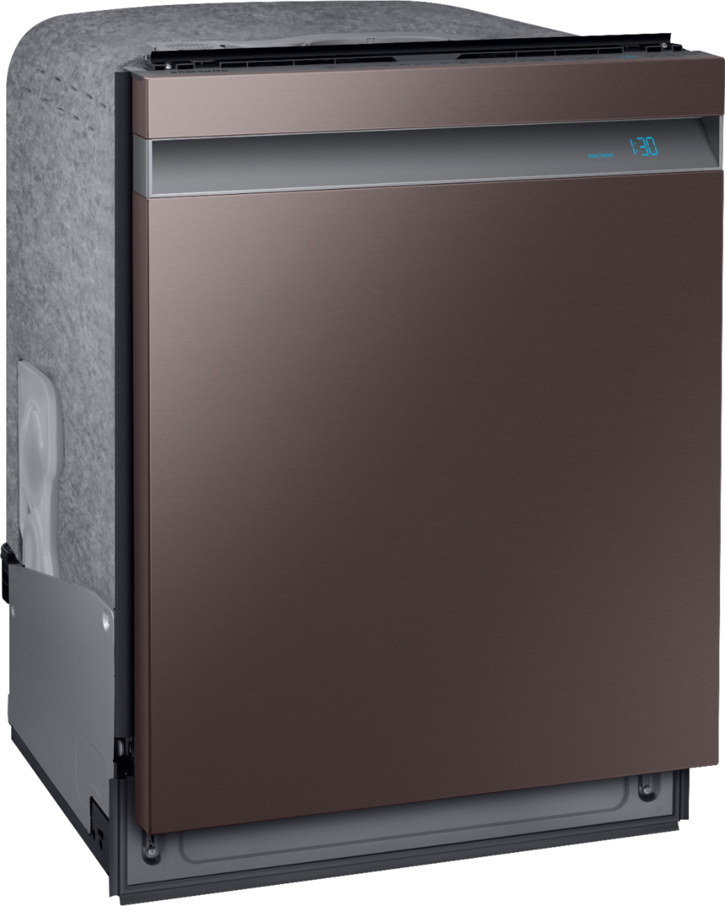 Angle View: LG - 24" Front-Control Built-In Dishwasher with Stainless Steel Tub, QuadWash, 48 dBa - Black Stainless Steel
