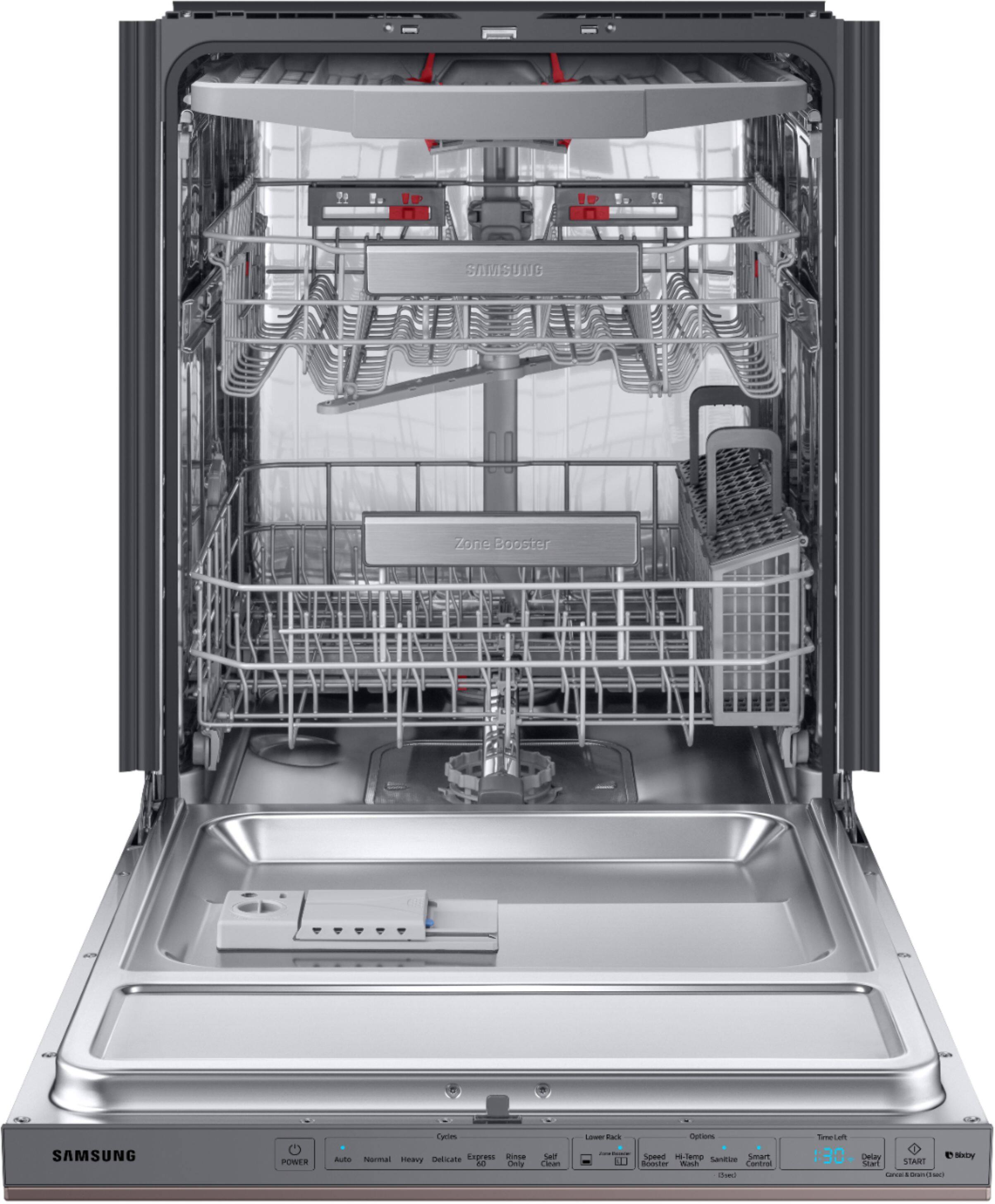 Alt View 2. Samsung - Linear Wash 24" Top Control Built-In Dishwasher with AutoRelease Dry, 39 dBA - Fingerprint Resistant Tuscan Stainless Steel.