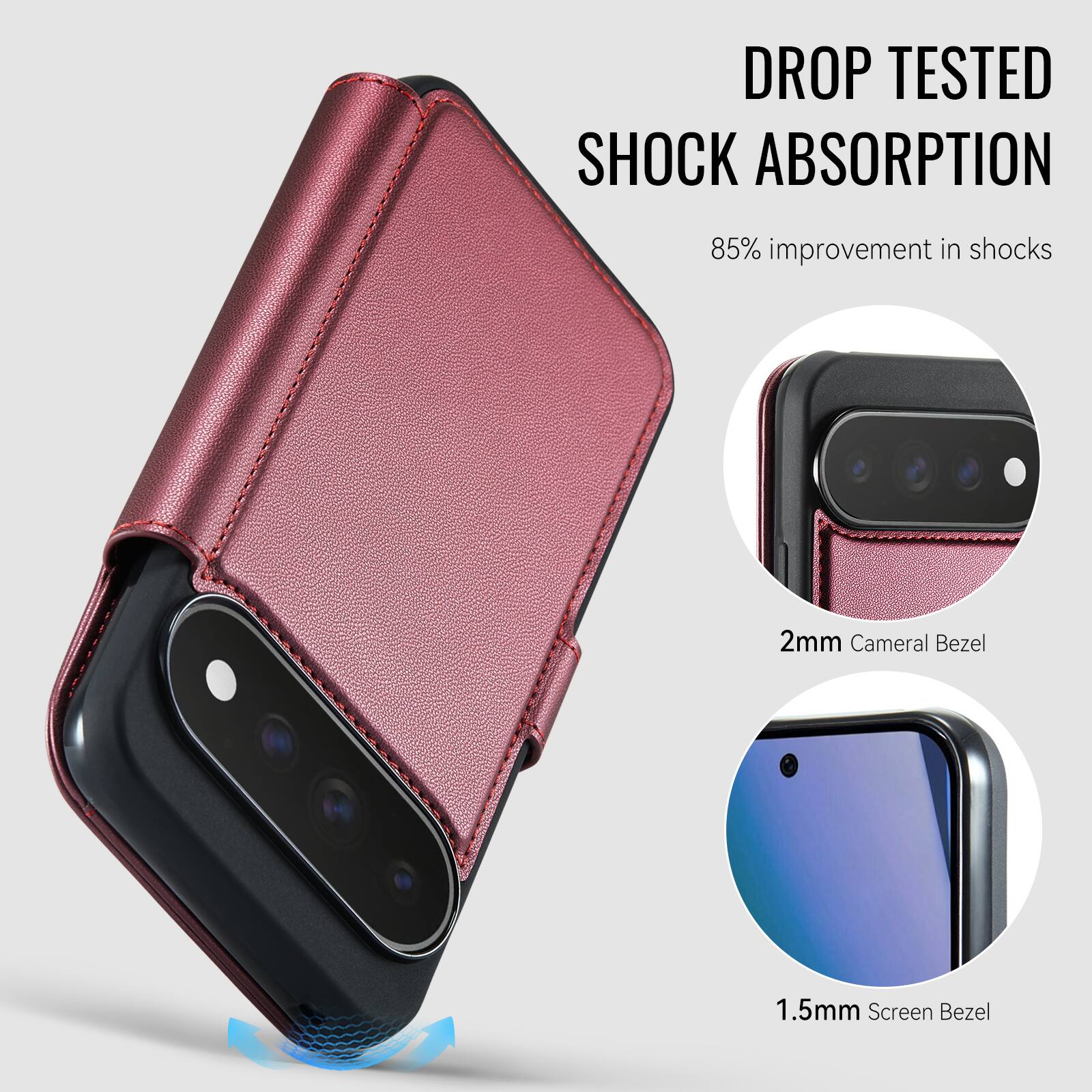 DROP TESTED SHOCK ABSORPTION  
85% improvement in shocks  
2mm Camera Bezel  
1.5mm Screen Bezel