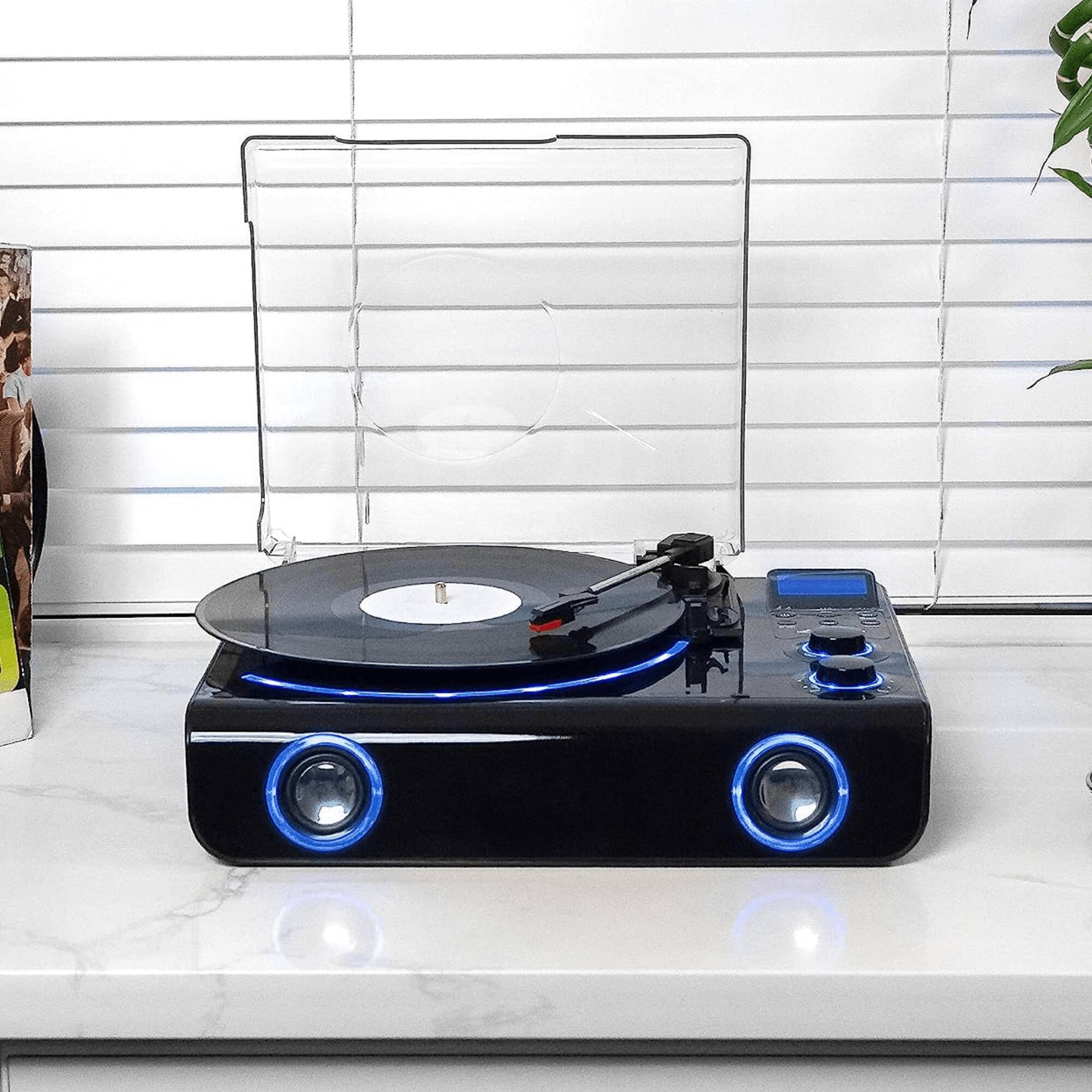 Alt View 2. Victor Audio - Beacon Hybrid 5-in-1 Turntable System with Bluetooth & FM Radio - Black.