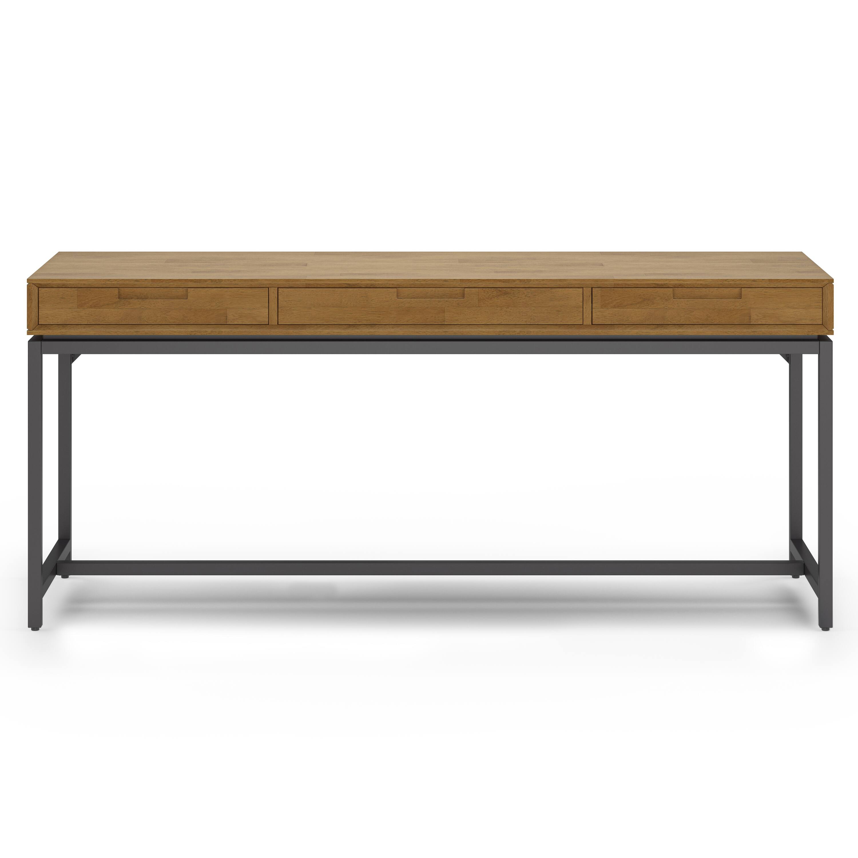 Left. Simpli Home - Banting 72 inch Wide Solid Wood Mid Century Wide Desk in Medium Saddle Brown - Medium Saddle Brown.