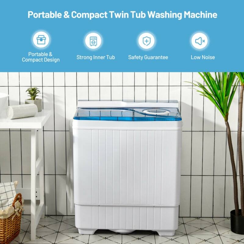 Portable & Compact Twin Tub Washing Machine
Portable & Compact Design
Strong Inner Tub
Safety Guarantee
Low Noise