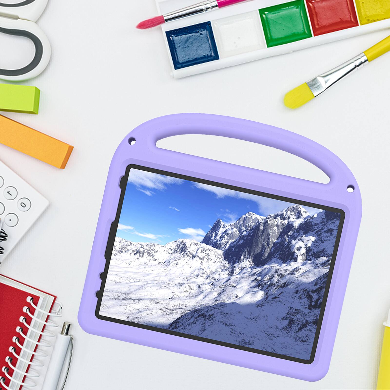 Alt View 4. Dteck - Kids Shock-absorbent TPU Tablet Case for Apple iPad (A16) 11" 2025/10th Gen 2022 with Shoulder Strap & Pen Holder Cover - Purple.