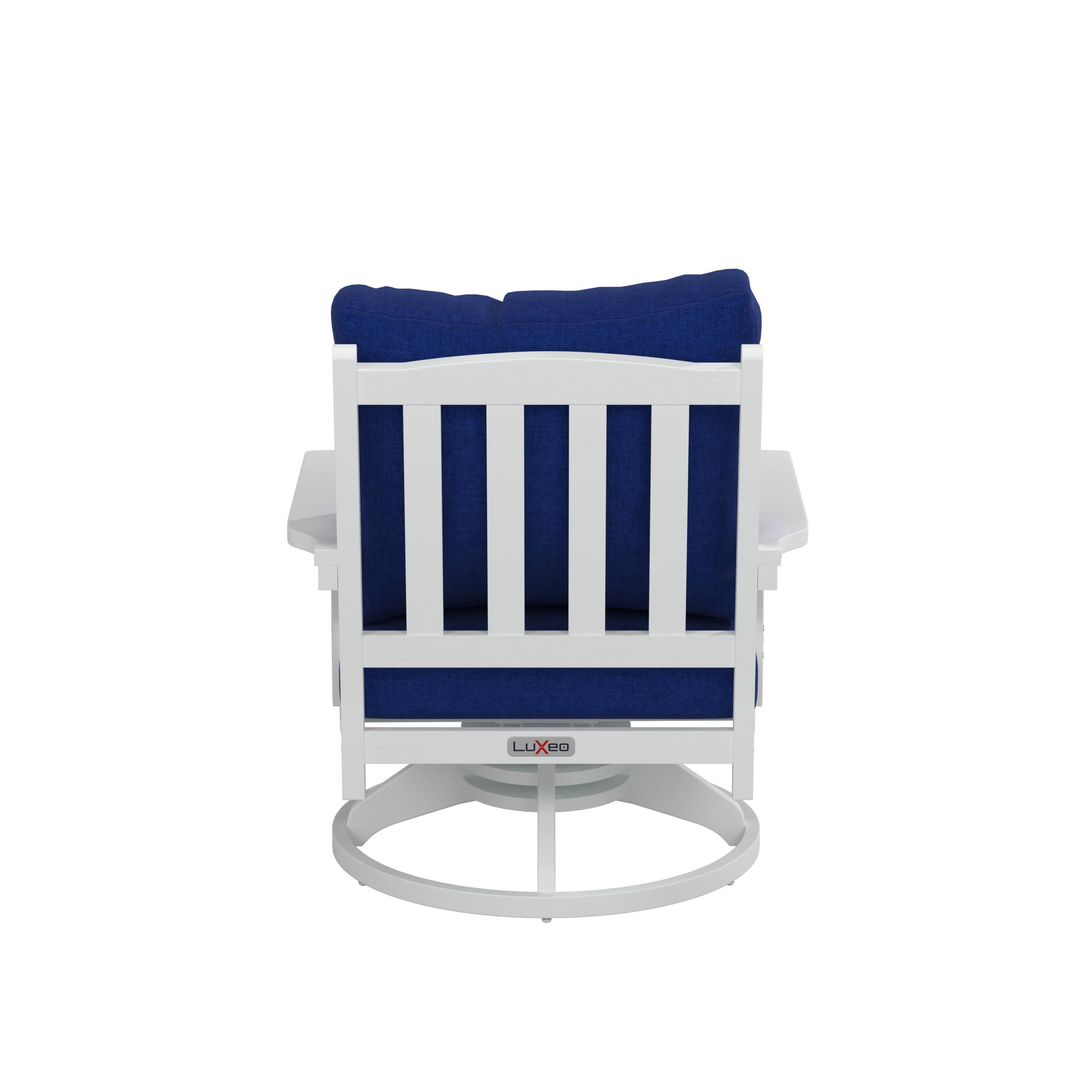 Alt View 4. LuXeo - Aspen Rock/Swivel Deep Seating Chairs-White/Navy Cushion (Set of 2) - White/Navy Cushion.