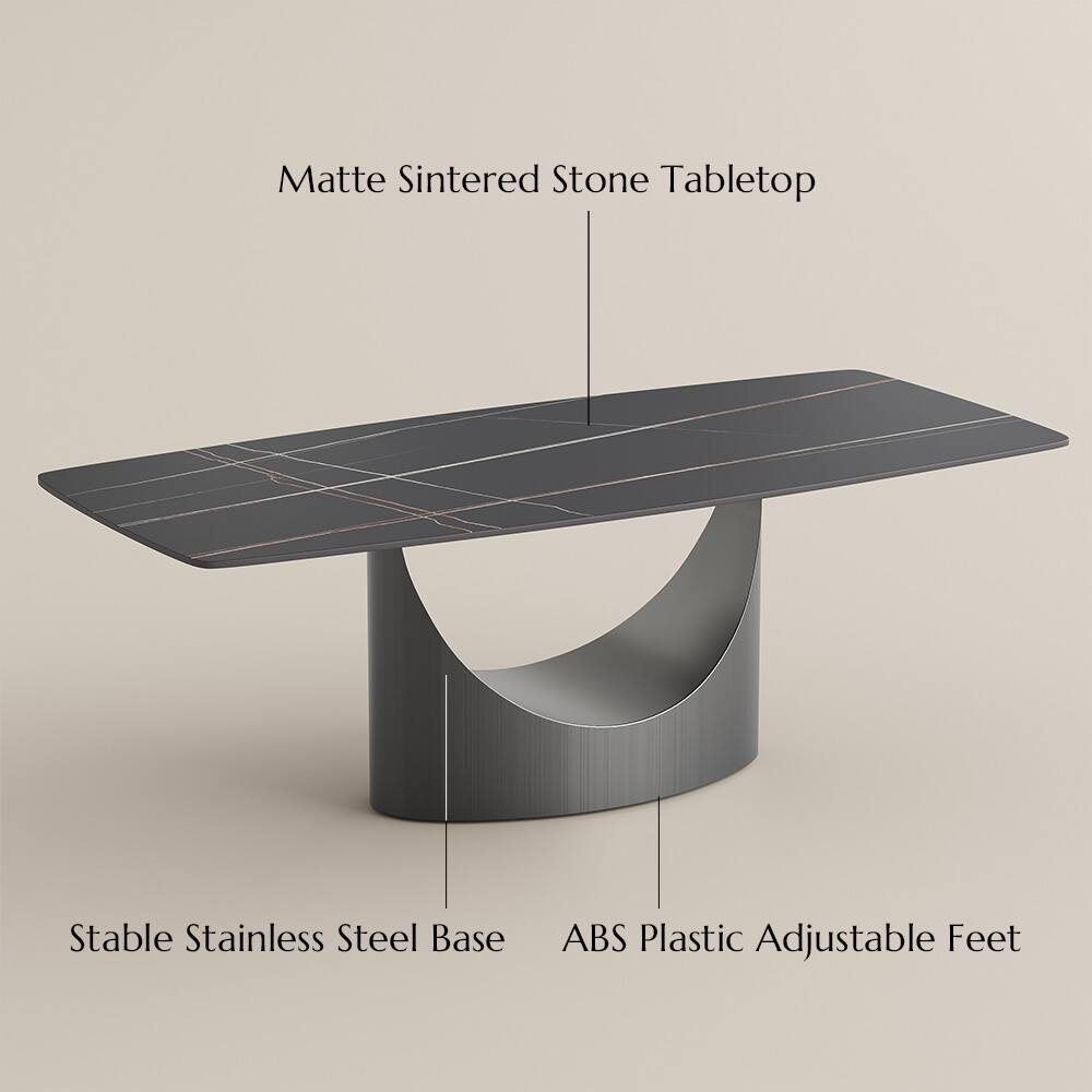 Matte Sintered Stone Tabletop  
Stable Stainless Steel Base  
ABS Plastic Adjustable Feet