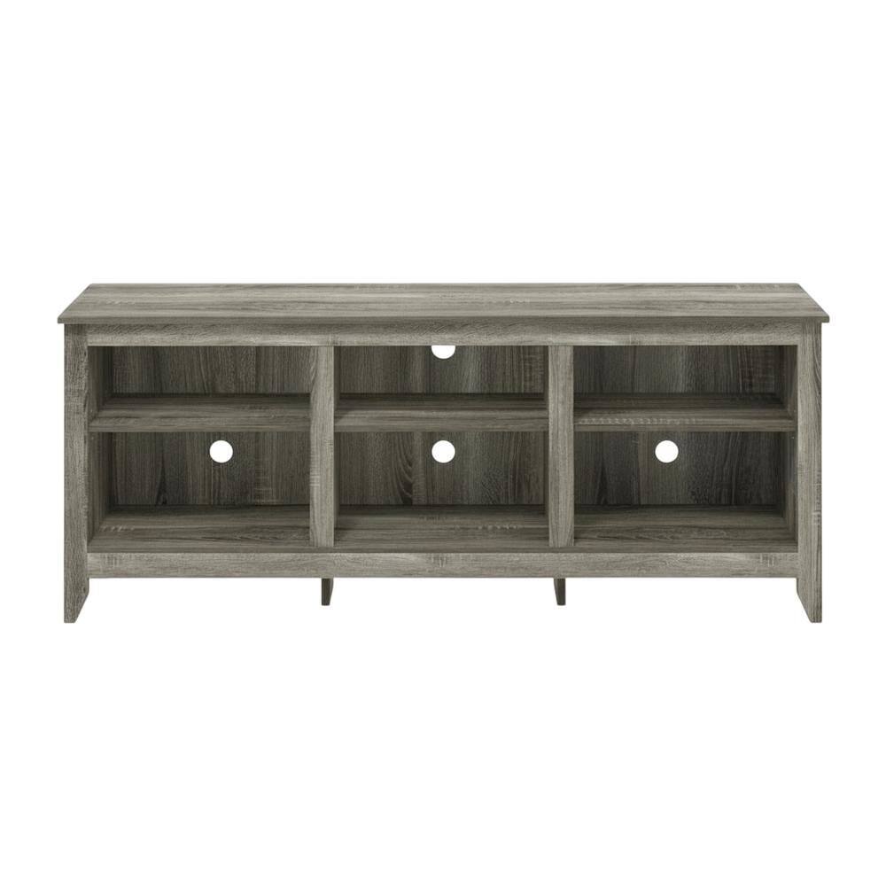 Alt View 3. FurniFact - Wood TV stand, up to 65-inch TVs, spacious storage, modern French Oak Grey - Gray.