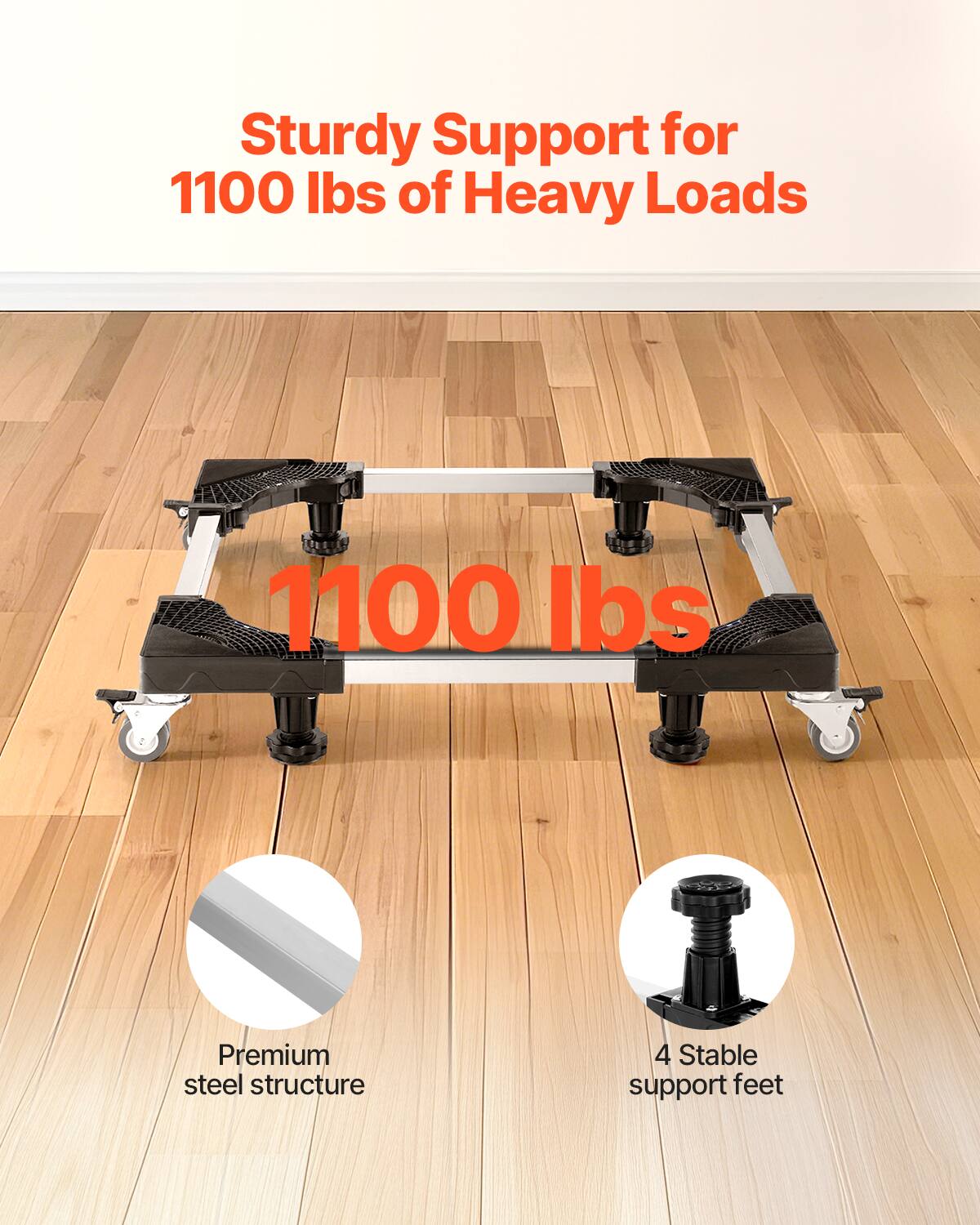 Sturdy Support for 1100 lbs of Heavy Loads

1100 lbs

Premium steel structure

4 Stable support feet