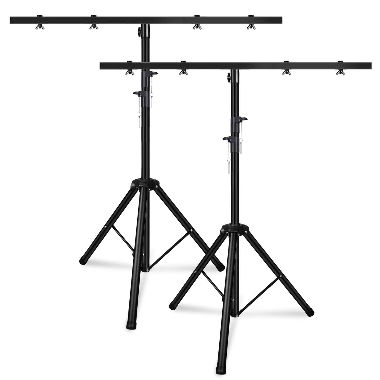 Front. 5 CORE - 5 Core DJ Light Stand Height Adjustable 39-100" Heavy Duty Tripod Stage Lights Stands w Light T Bar - Black.