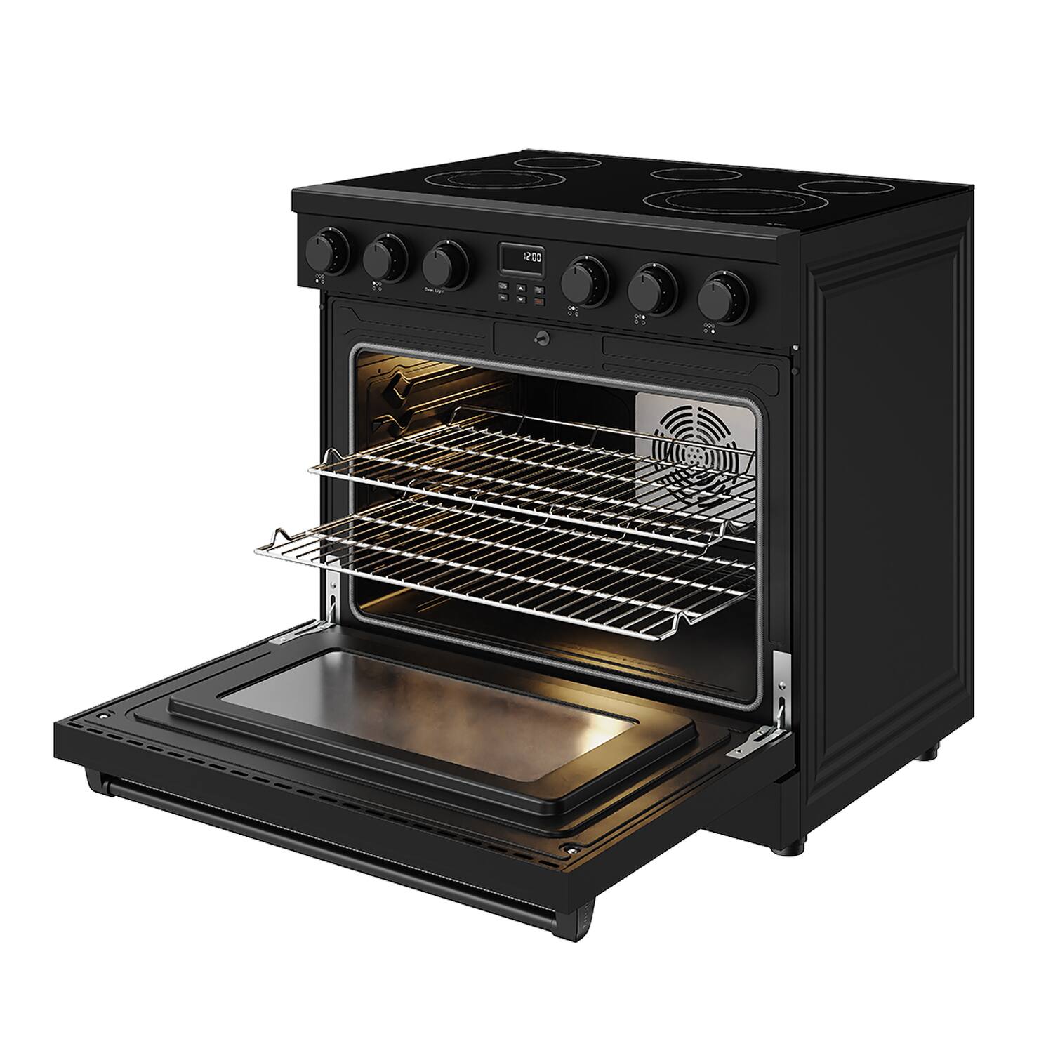 Alt View 6. Thor Kitchen - 6.0 Cu. Ft. Freestanding Electric Convection Range - Matte black.