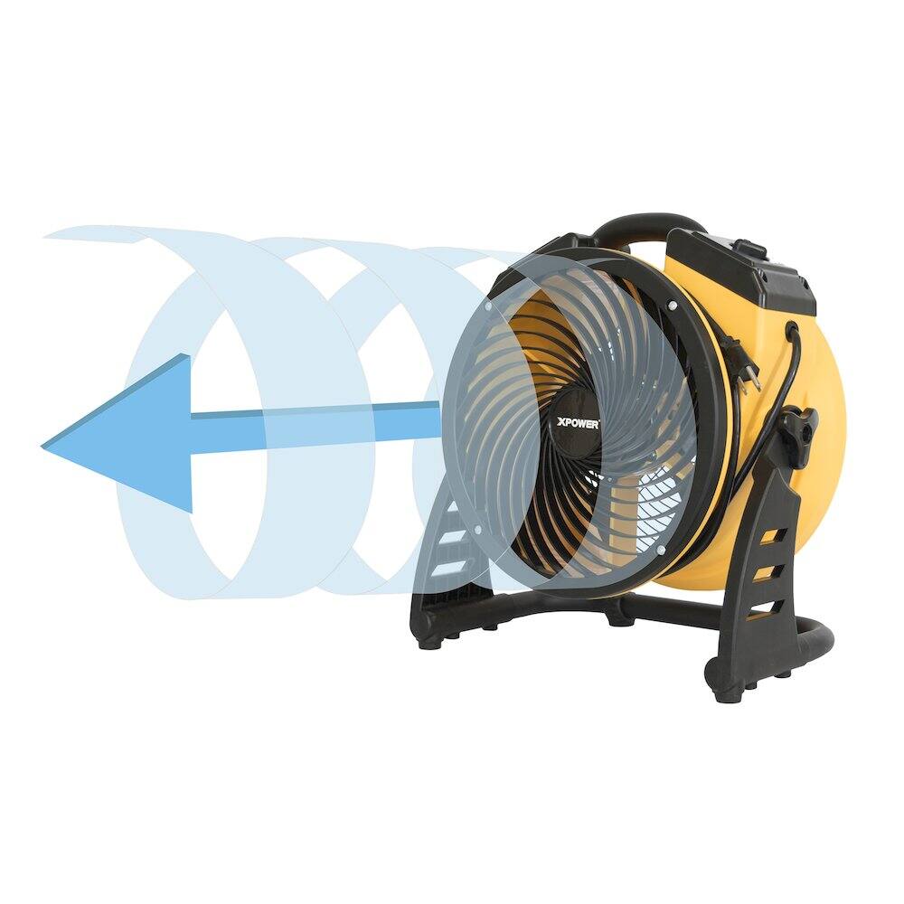 Back. XPOWER - 1100 CFM 4 Speed Portable 11" Professional Grade Air Circulator Utility Fan - Yellow.