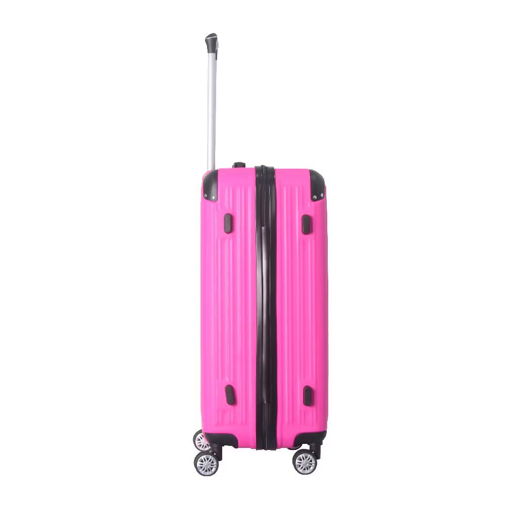 Alt View 5. Bestier - 3-Piece ABS Hardshell Luggage Set (20”/24”/26”) with Spinner Wheels, TSA Lock & Telescopic Handle - Barbie Pink.