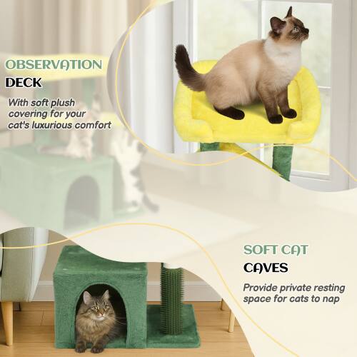 OBSERVATION DECK  
With soft plush covering for your cat's luxurious comfort  

SOFT CAT CAVES  
Provide private resting space for cats to nap