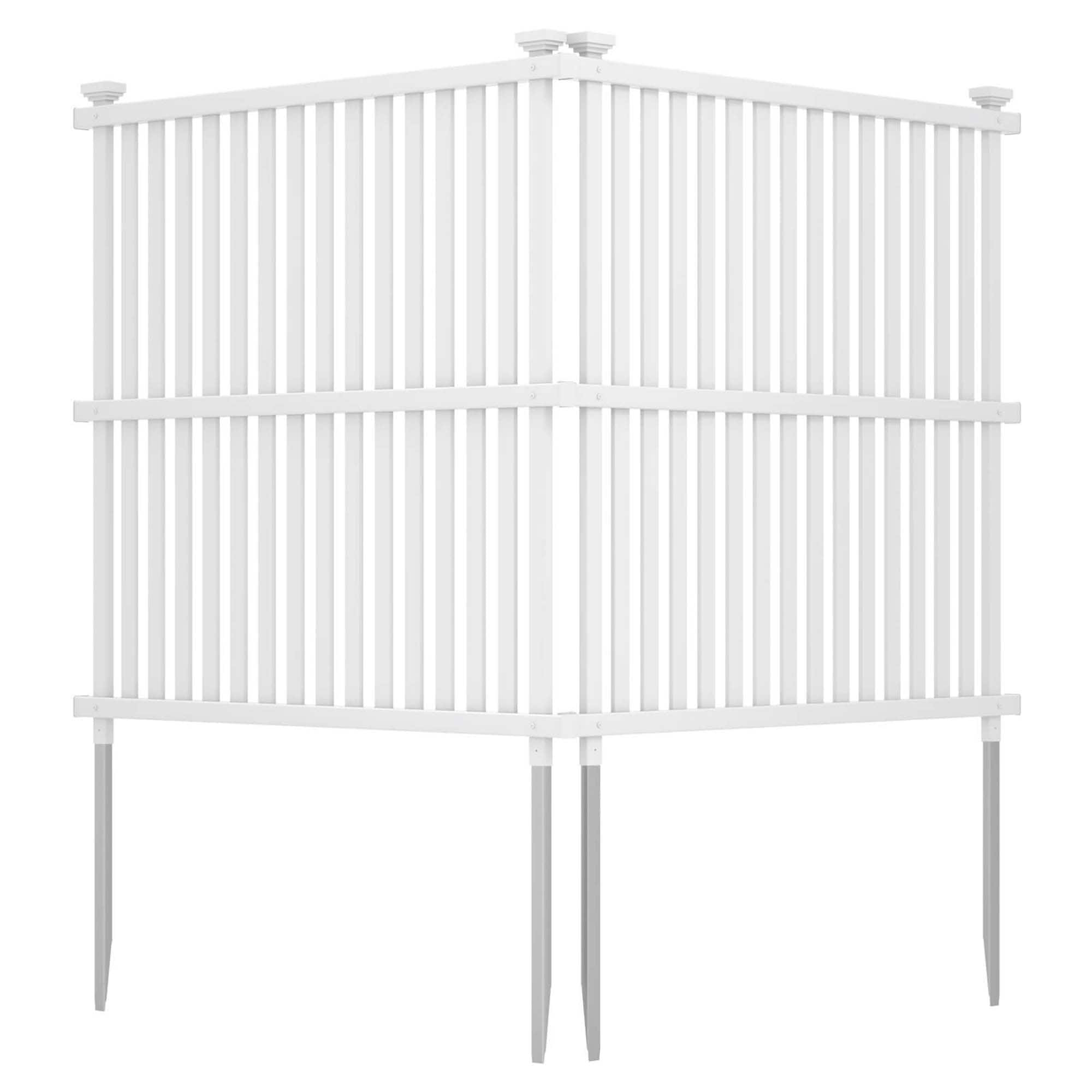 Front. Costway - 2 Air Conditioner Fence Panels with Metal Ground Stakes No Dig Trash Can Enclosure - White.