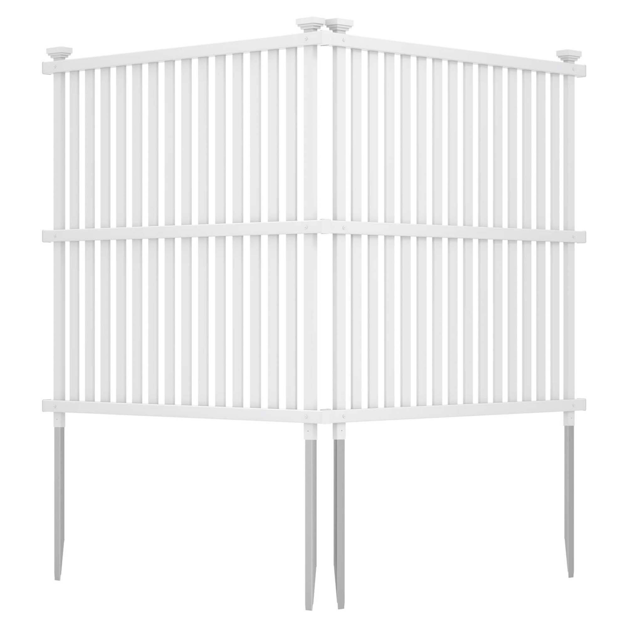 Costway - 2 Air Conditioner Fence Panels with Metal Ground Stakes No Dig Trash Can Enclosure - White