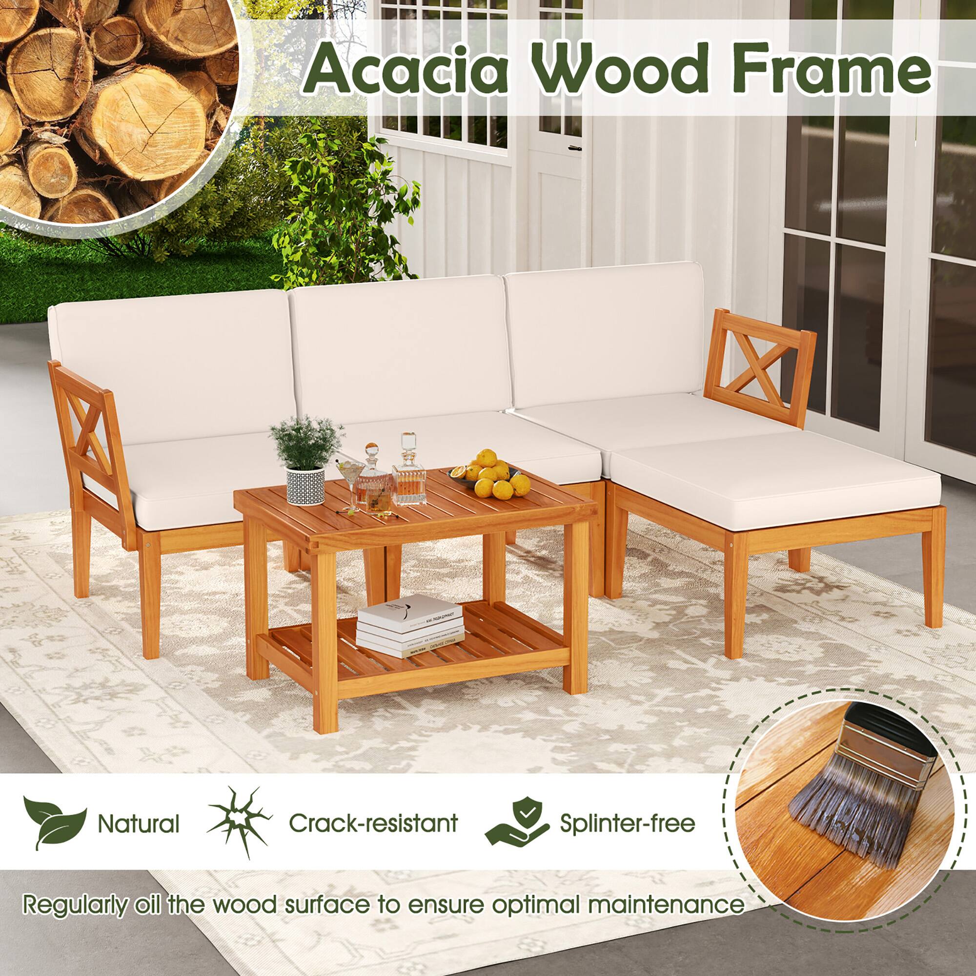 Acacia Wood Frame X Natural Crack-resistant Splinter-free Regularly oil the wood surface to ensure optimal maintenance