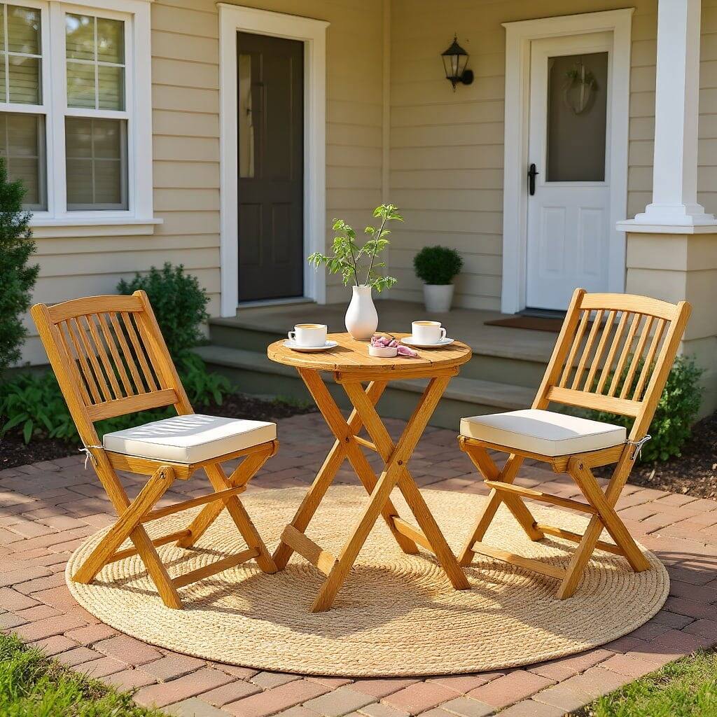 Front. Kadyn - Patio Furniture Sets,Outdoor & Patio Furniture Sets,3 Pcs Acacia Wood Patio Folding Bistro Set with Soft Cushions-Beige - Beige.