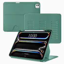 VIKESI - Magnetic Stand Case for iPad Pro 13" M4, Shockproof, Pencil Holder, Auto Wake/Sleep, Multi-Angle - Green