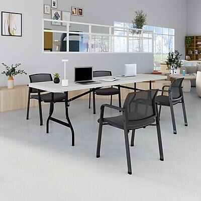 Alt View 4. Staples - Staples 8' x 29" Heavy Duty Plastic Folding Table, White Granite (79133) - White Granite.