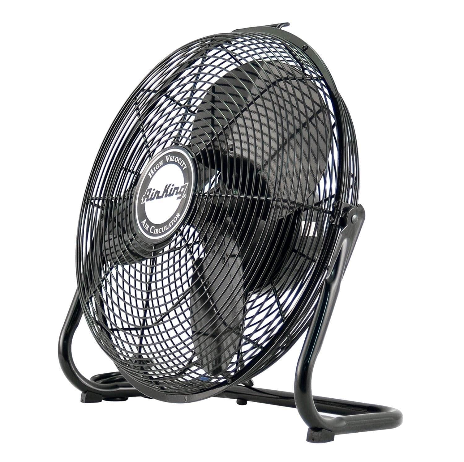 Air King - 12 Inch 1/25 HP 3-Speed Indoor Industrial Open Motor Pivoting Floor Fan - Black