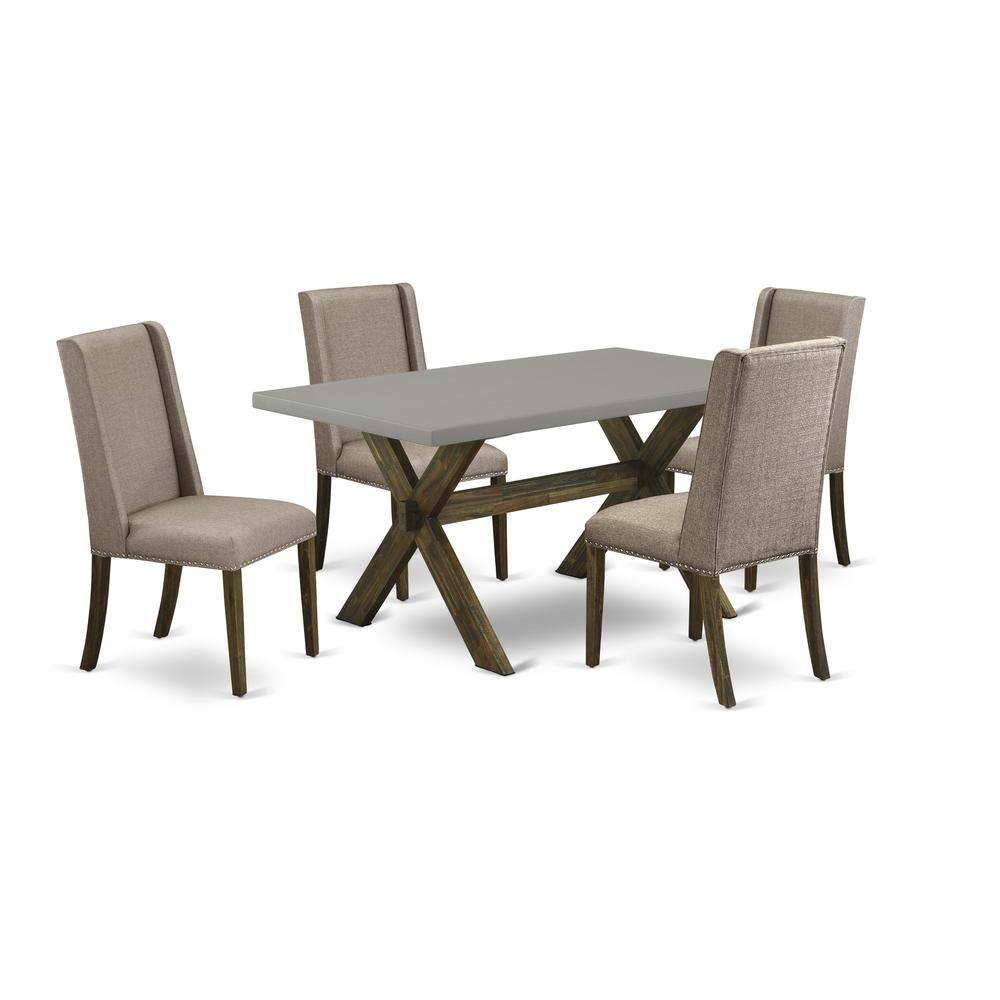 Left. East West Furniture - East West Furniture 5-Pc Dinette Set Included 4 Parson Chair Upholstered Seat and Stylish Chair Back and Rectangular - Multi-Color.