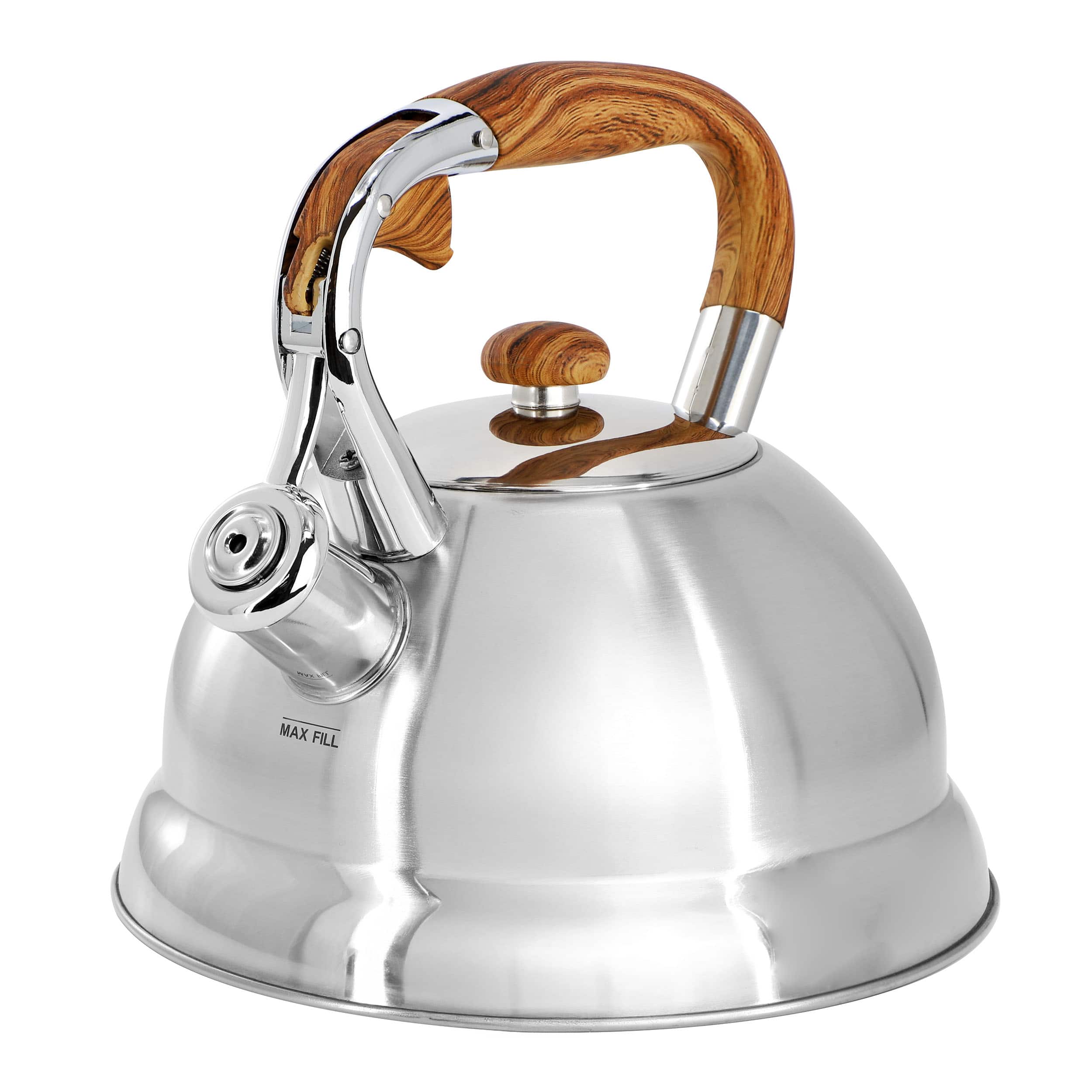 Mr. Coffee - Woodmont 2 Quart Stainless Steel Stovetop Whistling Tea Kettle - Silver