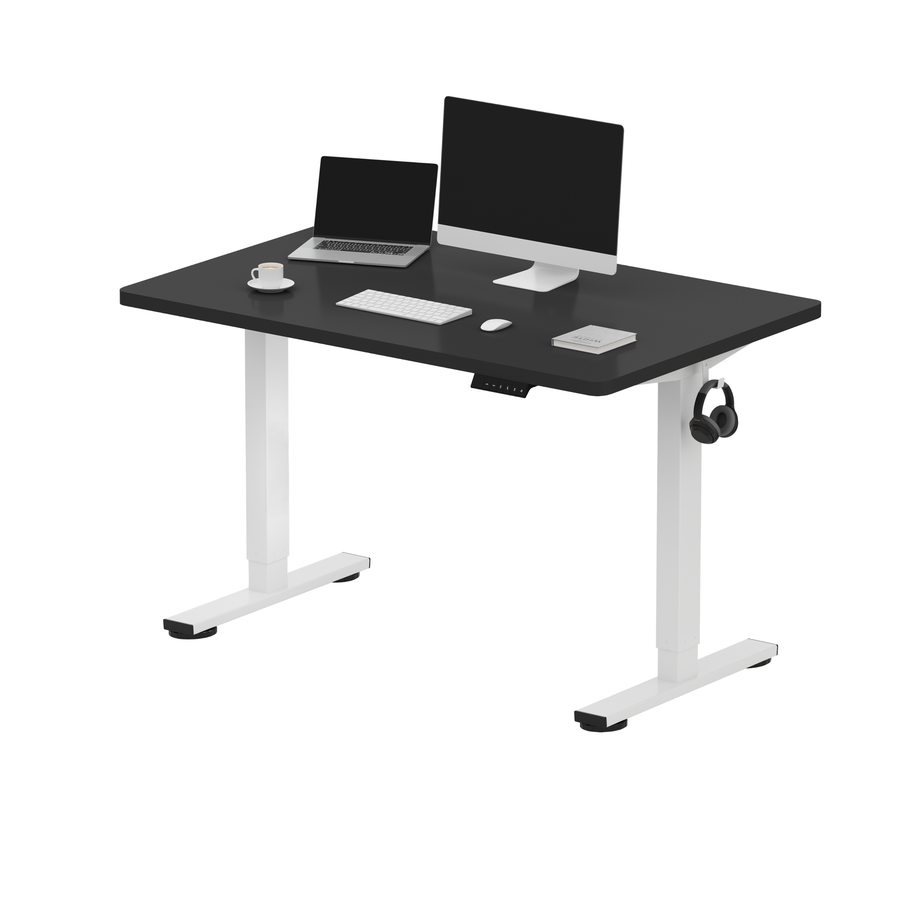 FlexiSpot - E2 48''W x 30''D Electric Adjustable Standing Desk Chipboard, /White - Black
